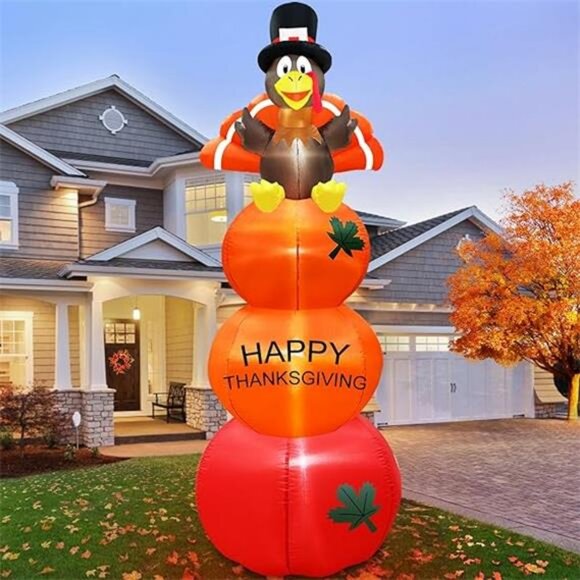 8 Foot Tall Thanksgiving Inflatables Turkey Outdoor Decorations Blow Up - Picture 7 of 7